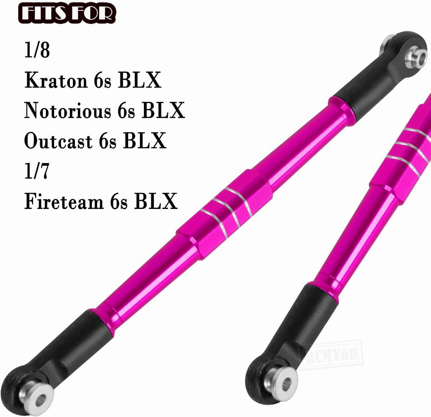 RC 7075 Aluminum Turnbuckles Camber Links Upgrades Part for 1/8 Kraton Notorious Outcast 6s BLX 1/7 Fireteam 6s BLX,Turnbuckles Camber Links w/25T Servo Arm,Pink
