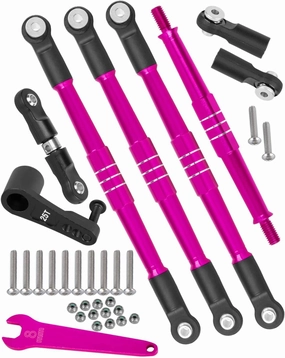 RC 7075 Aluminum Turnbuckles Camber Links Upgrades Part for 1/8 Kraton Notorious Outcast 6s BLX 1/7 Fireteam 6s BLX,Turnbuckles Camber Links w/25T Servo Arm,Pink