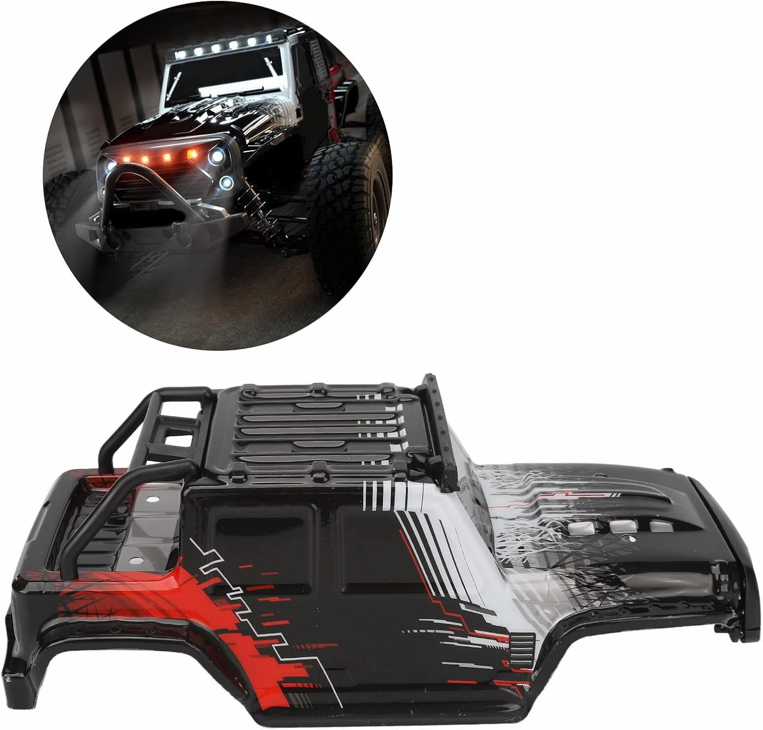 RC Car Body Accessory, RC Car Body Shell High Elasticity Impact Resistant Exquisite Printing Longlasting Comfortable Touch for SCY 16103PRO RC Car (Red)