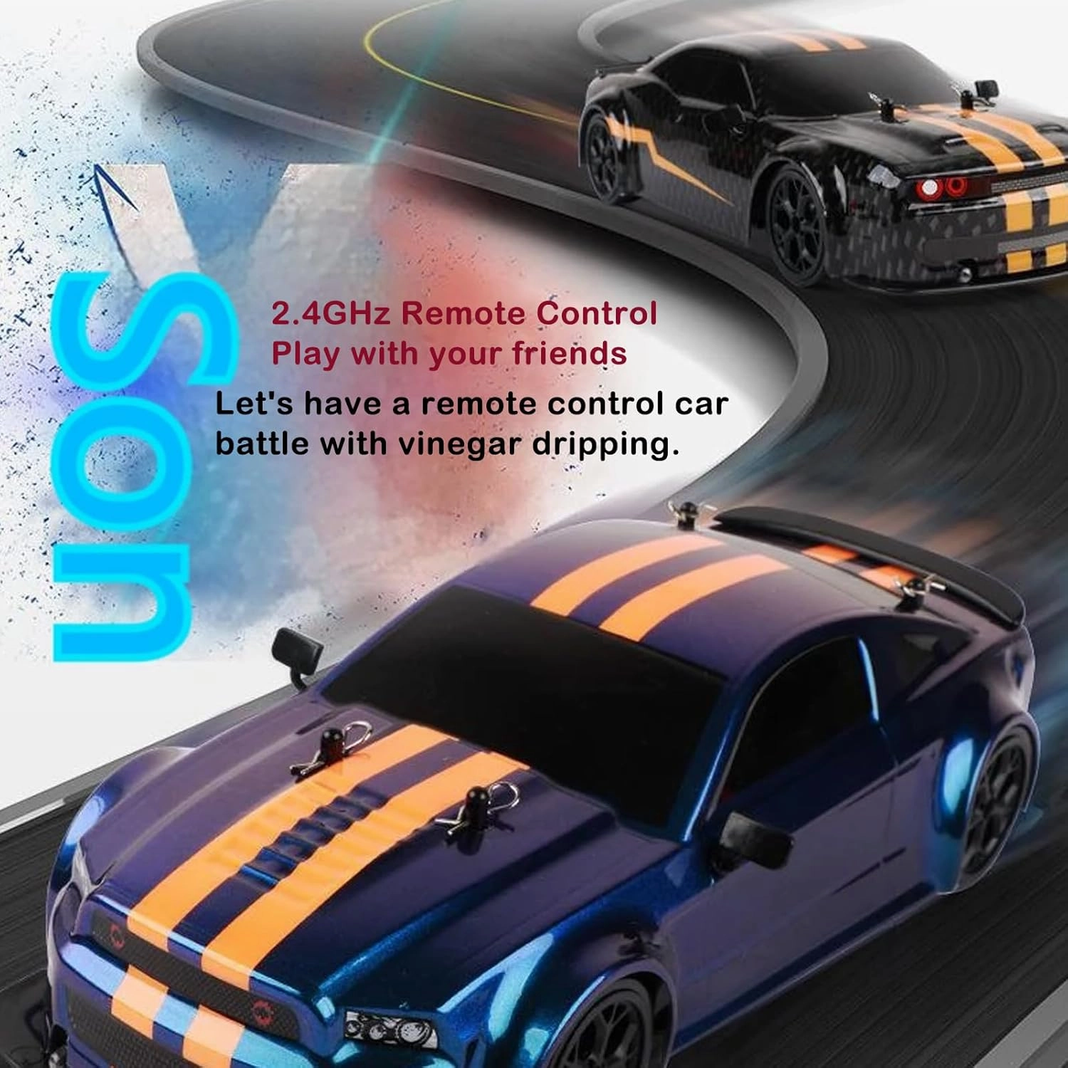 RC Drift Car, 4 WD High Speed 30 KM/H Remote Control Car,1:14 Scale Drifting Tires Racing Sport Toy, 2.4GHz RC Racing Car with Cool Lighting for Adults Boys Girls Kids