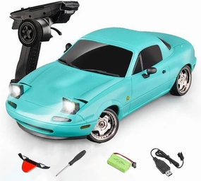 RC Drift Car with LED Light, 1/18 Scale 2.4G Full-Proportional Control RC Car with Gyro Stabilization, RC Racing Toy for Hobbyist