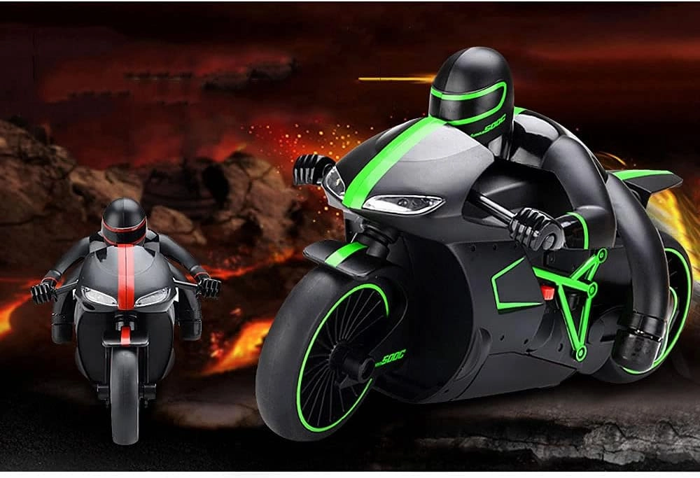 RC Large Remote Control Motorcycle 2.4G Off-Road Simulation Motorcycle Stunt Drift Car The Car Lights Can Be Bright with 2 Car Rechargeable Batteries Boy Toy Car Children Gift