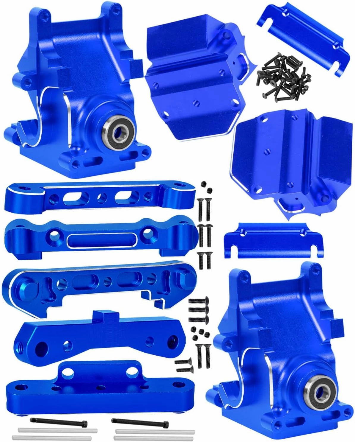 RC Upgrades Part for Arrma 1/8 Kraton Outcast Talion Typhon 6s BLX 1/7 Felony Mojave 6s BLX Limitless,Aluminum Arm Suspension Mount & Gearbox Case w/Screw Pins,Navy Blue