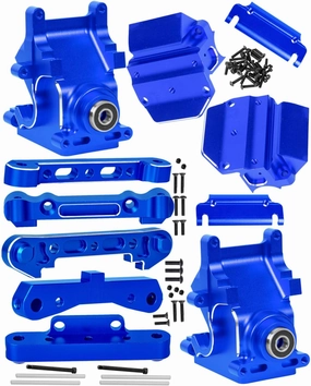 RC Upgrades Part for Arrma 1/8 Kraton Outcast Talion Typhon 6s BLX 1/7 Felony Mojave 6s BLX Limitless,Aluminum Arm Suspension Mount & Gearbox Case w/Screw Pins,Navy Blue