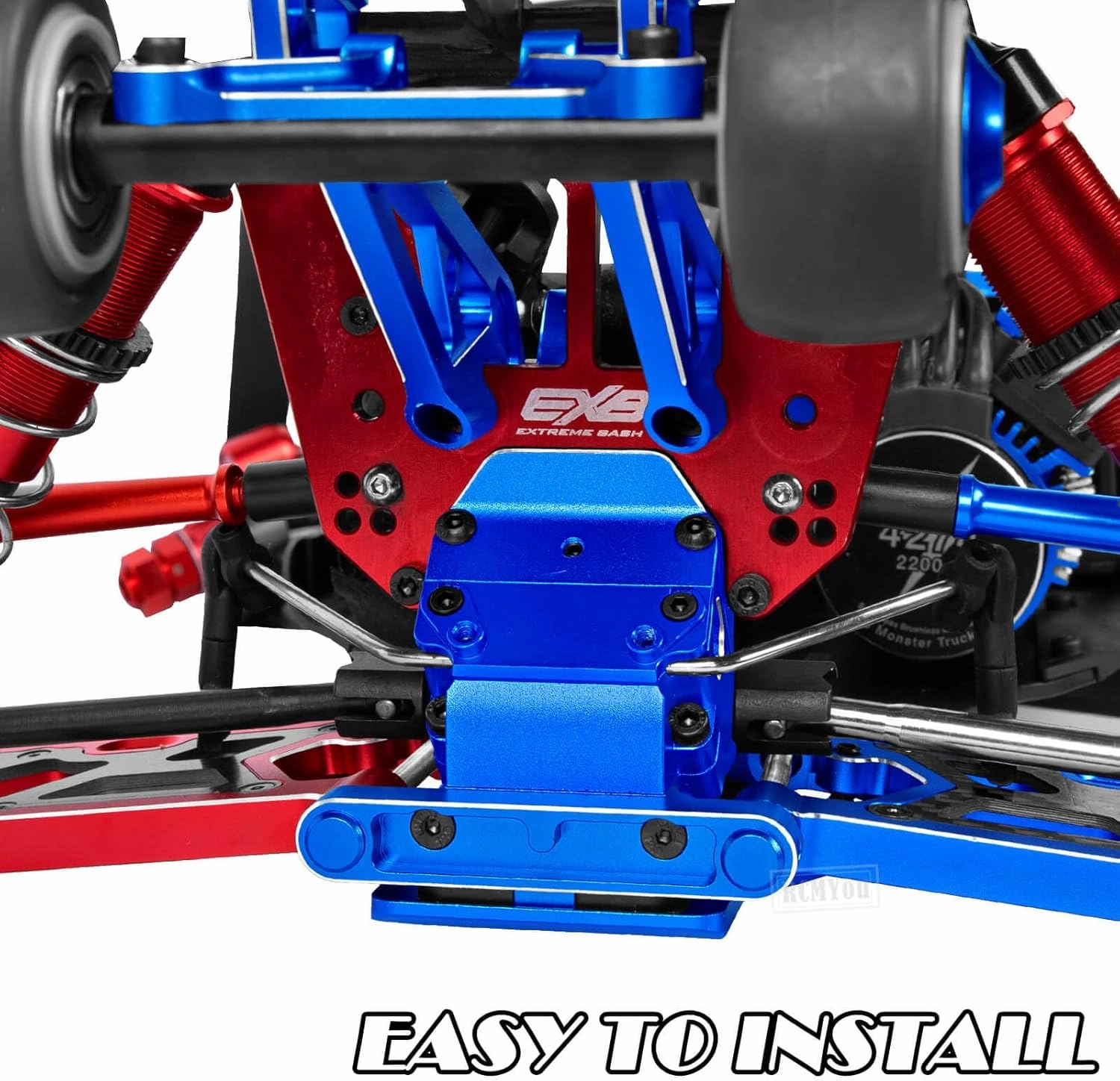 RC Upgrades Part for Arrma 1/8 Kraton Outcast Talion Typhon 6s BLX 1/7 Felony Mojave 6s BLX Limitless,Aluminum Arm Suspension Mount & Gearbox Case w/Screw Pins,Navy Blue