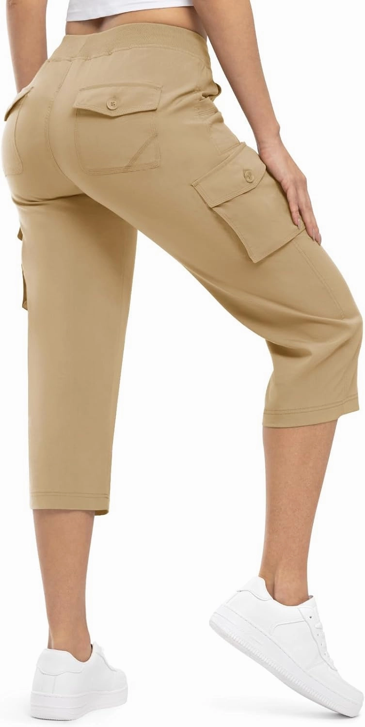 Rdruko Women's Cargo Capris Pants Lightweight Quick Dry Hiking Summer Casual Travel Pants with Pockets