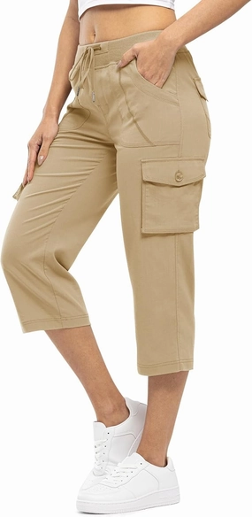 Rdruko Women's Cargo Capris Pants Lightweight Quick Dry Hiking Summer Casual Travel Pants with Pockets