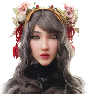 Realistic Masks Adults Human Face, Silicone Female Head Mask Cosplay Novelty Full Face Halloween Crossdresser Party