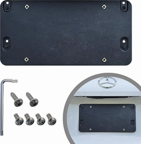 Rear License Plate Bracket Tag Holder Mount for Mercedes-Benz 2007-2025, Standard 6"x12" Black Plastic Car Plate Frame, Includes 8 Screws & Wrench, Durable Car License Plate Holder