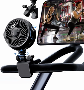 Rechargeable Peloton Bike Fan with Cotton Pads for Fragrance Drops, Clip Portable Battery Operated Fan for Treadmill Stationary Bike Exercise Stroller-Peloton Accessories-Black