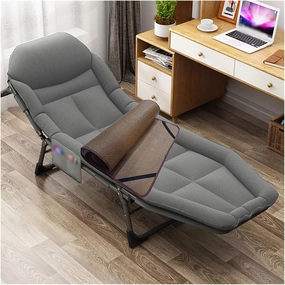 Recliner Chair,Padded Folding Chair with Cooling Pad Outdoor Chair Solid Support Luxury Camping Chairs for Camping, Lunch Break, Going Out