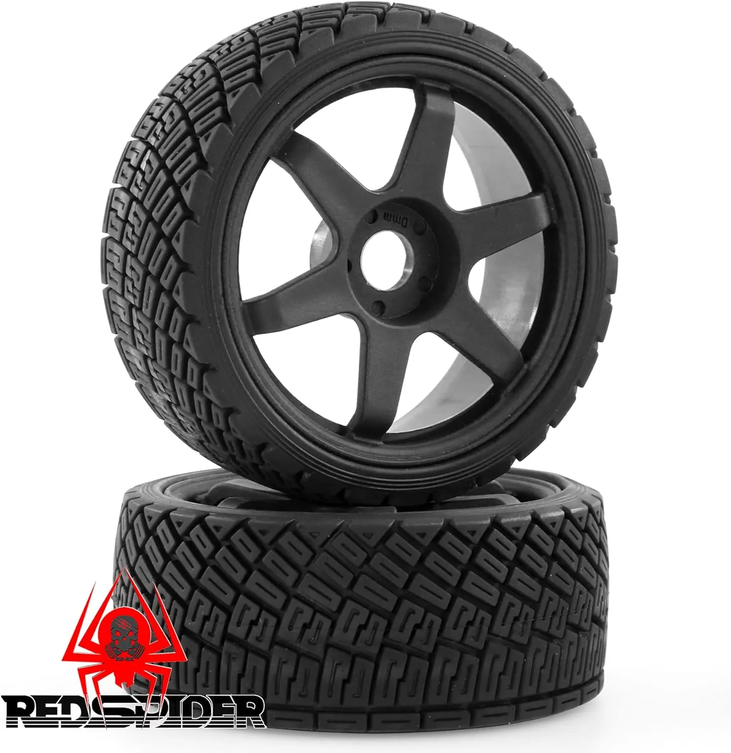 REDSPIDER•1/8 RC Rally Car Tires On Road Tyres 17mm Hex Plastic Wheels Rims Compatible with 1/7 1/8 Scale Racing Car KM WRC C3 ARRMA Felony Infraction Limitless RC On-Road Car (Black 1)