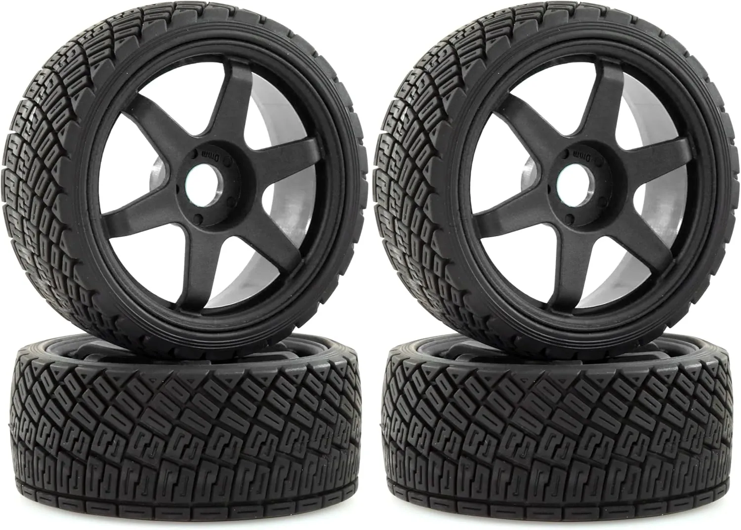 REDSPIDER•1/8 RC Rally Car Tires On Road Tyres 17mm Hex Plastic Wheels Rims Compatible with 1/7 1/8 Scale Racing Car KM WRC C3 ARRMA Felony Infraction Limitless RC On-Road Car (Black 1)