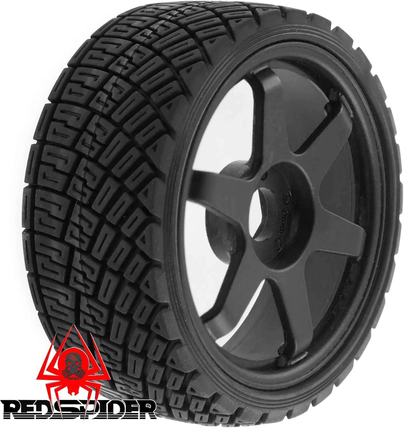 REDSPIDER•1/8 RC Rally Car Tires On Road Tyres 17mm Hex Plastic Wheels Rims Compatible with 1/7 1/8 Scale Racing Car KM WRC C3 ARRMA Felony Infraction Limitless RC On-Road Car (Black 1)