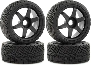 REDSPIDER•1/8 RC Rally Car Tires On Road Tyres 17mm Hex Plastic Wheels Rims Compatible with 1/7 1/8 Scale Racing Car KM WRC C3 ARRMA Felony Infraction Limitless RC On-Road Car (Black 1)