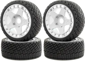 REDSPIDER•1/8 RC Rally Car Tires On Road Tyres 17mm Hex Plastic Wheels Rims Compatible with 1/7 1/8 Scale Racing Car KM WRC C3 ARRMA Felony Infraction Limitless RC On-Road Car (White)
