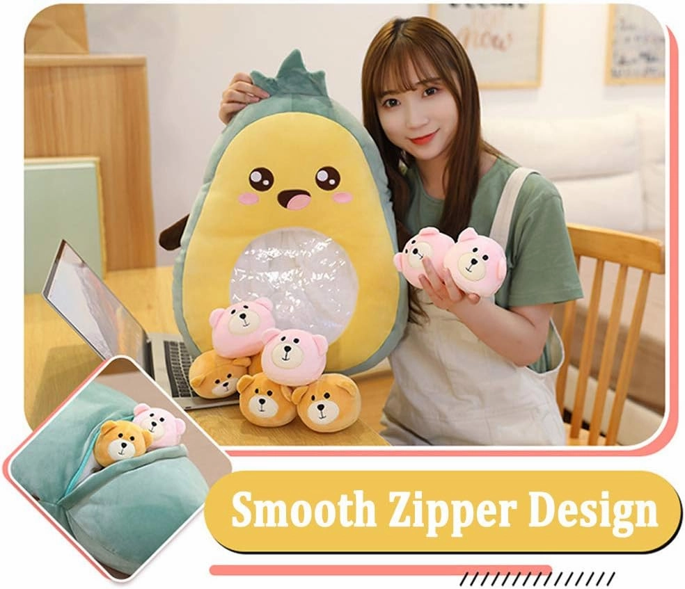 REFAHB Cute Throw Pillow Stuffed Avocado Toys Removable Fluffy Creative Gifts for Teens Girls Kids