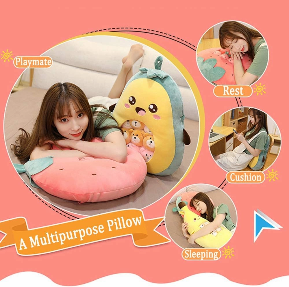 REFAHB Cute Throw Pillow Stuffed Avocado Toys Removable Fluffy Creative Gifts for Teens Girls Kids