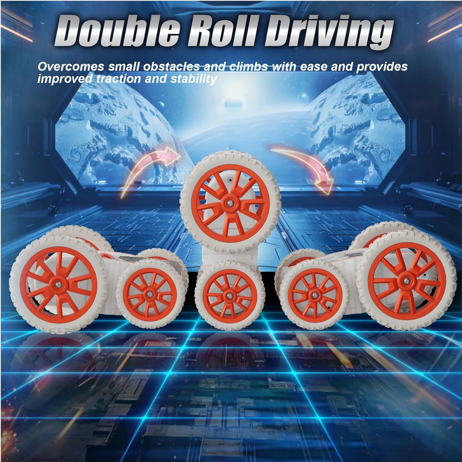 Remote Control Car, 360°Rotating 4WD RC Cars with Cool Spray, 2.4Ghz Double Sided RC Stunt Truck with Cool Lights, Drift Car for Kids Toys Best Gifts for Boys Girls Age 4-6 7 8-13 (White)