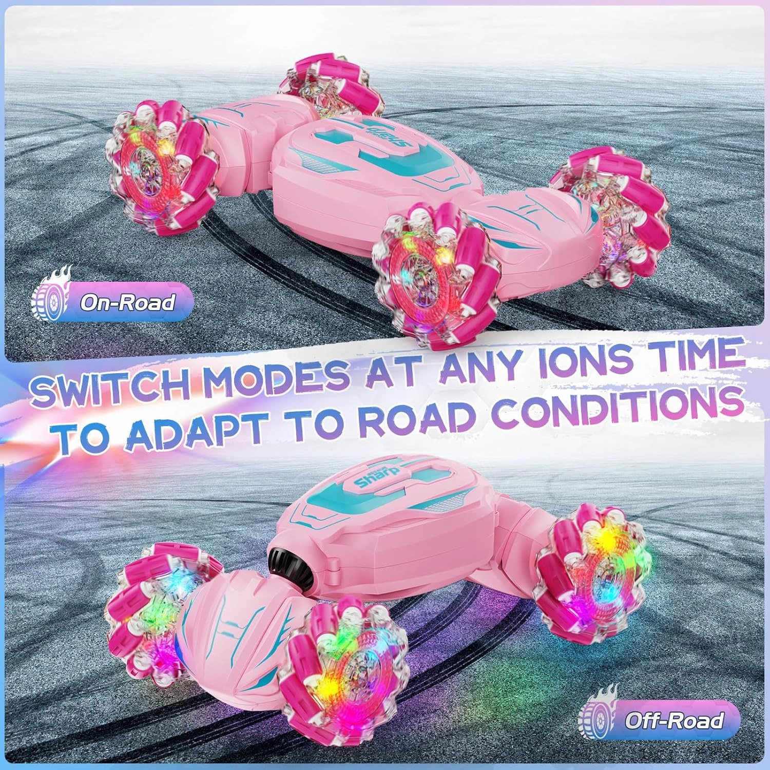Remote Control Car - Gesture Sensing Stunt 2.4GHz 360° Rotating 4WD Transform RC Car, Birthday Gift for Girls 4 5 6 7 8 9 10, Car Toys for 6  Year Old