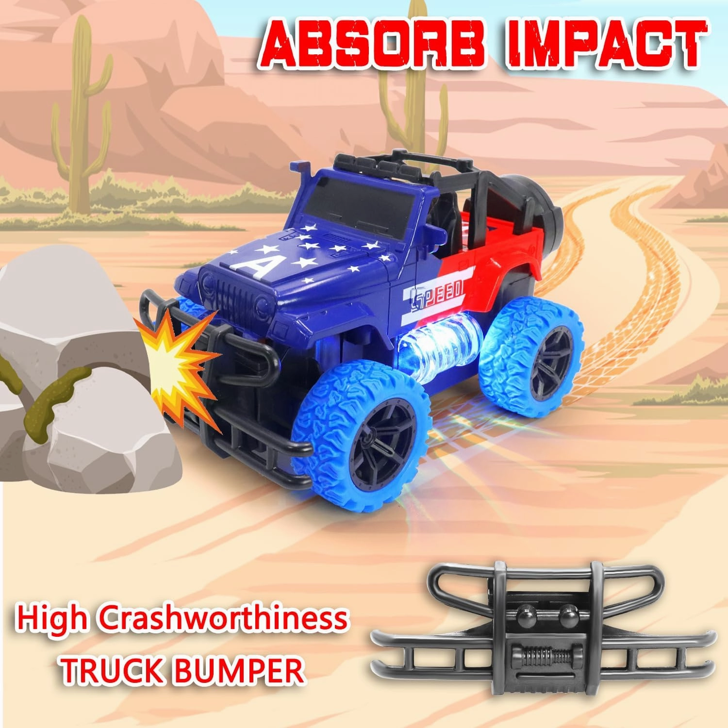Remote Control Car Off-Road Racing Toys for Boys, 1:20 Scale RC Monster Truck with LED Headlights for 2 3 4 5 6 7 8 Years Toddler Hristmas Birthday Gifts