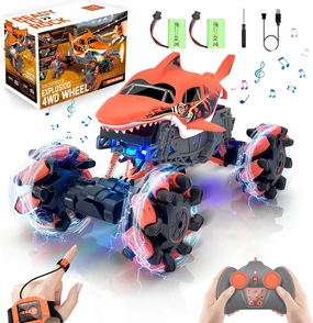 Remote Control Car, Shark Monster Truck with Gesture Sensor, 1:16 30km/h Off-Road Rc Cars, 360°Rotation All Terrain 2.4Ghz 4WD Truck Toy Gift for Boys Girls 3  Years