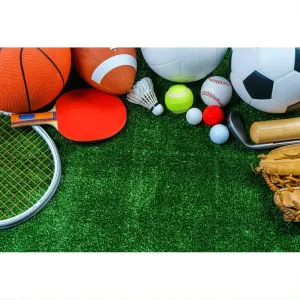 Renaiss 9x6ft School Playground Backdrop Ball Games Sports Field Photography Background Back to School Party Sports Day Athletic Meeting School Activity Decors Grassland Photo Studio Booth Props
