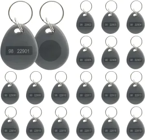 RFID Key Fobs Writable, Thin 26 Bit Proximity Key Fobs Fit for Prox Key ISO-Prox 1346 1386 1326 H10301 Format Readers, Works with The Vast Majority of Access Control Systems Grey (50 pcs)