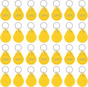 RFID Key Fobs Writable, Thin 26 Bit Proximity Key Fobs Fit for Prox Key ISO-Prox 1346 1386 1326 H10301 Format Readers, Works with The Vast Majority of Access Control Systems Yellow (50 Pcs)