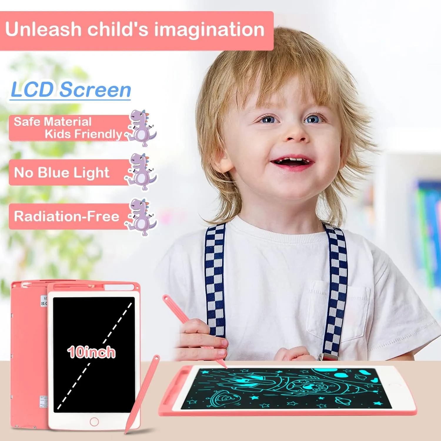 Richgv Kids Girls Drawing Board, 10 Inch Doodle Board Toddler LCD Writing Tablet with Erase, Educational Toys for Toddlers, Preschoolers, School Age Children, Gift for 3 4 5 6 7 8 Year Old Girls