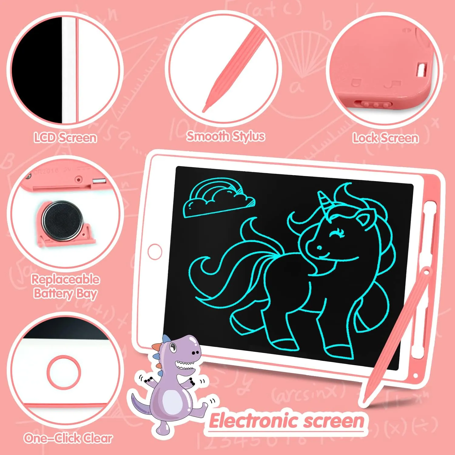 Richgv Kids Girls Drawing Board, 10 Inch Doodle Board Toddler LCD Writing Tablet with Erase, Educational Toys for Toddlers, Preschoolers, School Age Children, Gift for 3 4 5 6 7 8 Year Old Girls