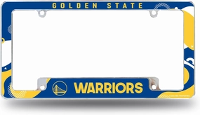 Rico Industries NBA Basketball Golden State Warriors Wave 12" x 6" Chrome All Over Automotive License Plate Frame for Car/Truck/SUV