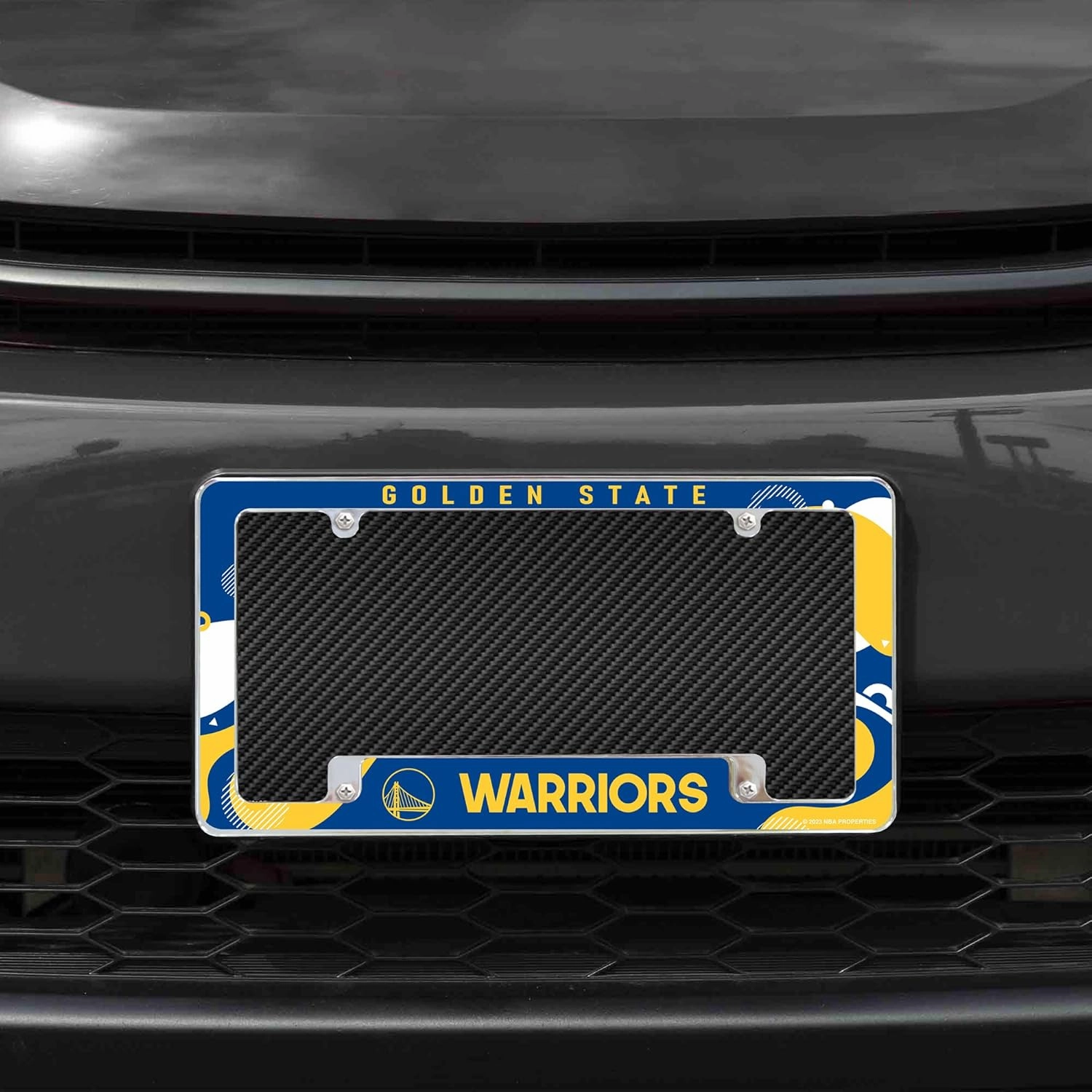 Rico Industries NBA Basketball Golden State Warriors Wave 12" x 6" Chrome All Over Automotive License Plate Frame for Car/Truck/SUV