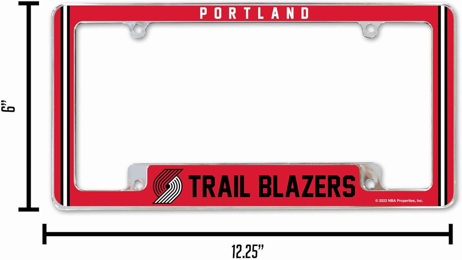 Rico Industries NBA Basketball Primary 12" x 6" Chrome All Over Automotive License Plate Frame for Car/Truck/SUV