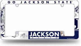 Rico Industries NCAA Jackson State Tigers - JSU Primary 12" x 6" Chrome All Over Automotive License Plate Frame for Car/Truck/SUV