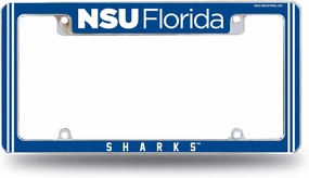 Rico Industries NCAA Nova Southeastern (or NSU) Sharks 12" x 6" Chrome All Over Automotive License Plate Frame for Car/Truck/SUV