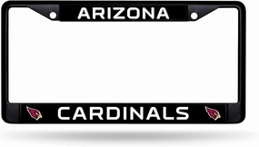 Rico Industries NFL Football Primary Black Chrome Frame with Plastic Inserts 12" x 6" Car/Truck Auto Accessory