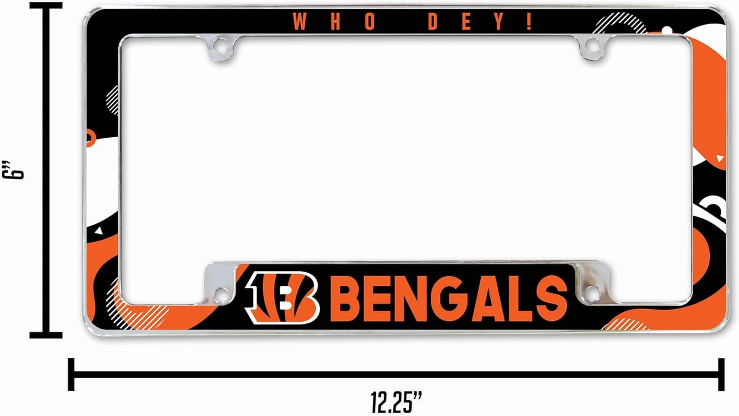 Rico Industries NFL Football Wave 12" x 6" Chrome All Over Automotive License Plate Frame for Car/Truck/SUV