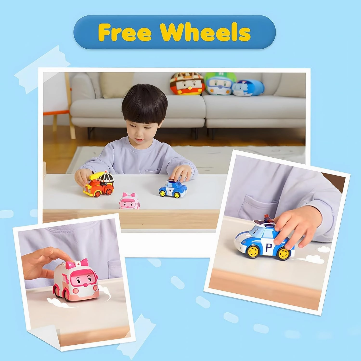 Robocar Poli 4" Transforming Robot - 2pcs Bundle(Poli, Helly) – Emergency Vehicle Action Figures | Rescue Team Playset Gift for Boys & Girls Ages 1–5