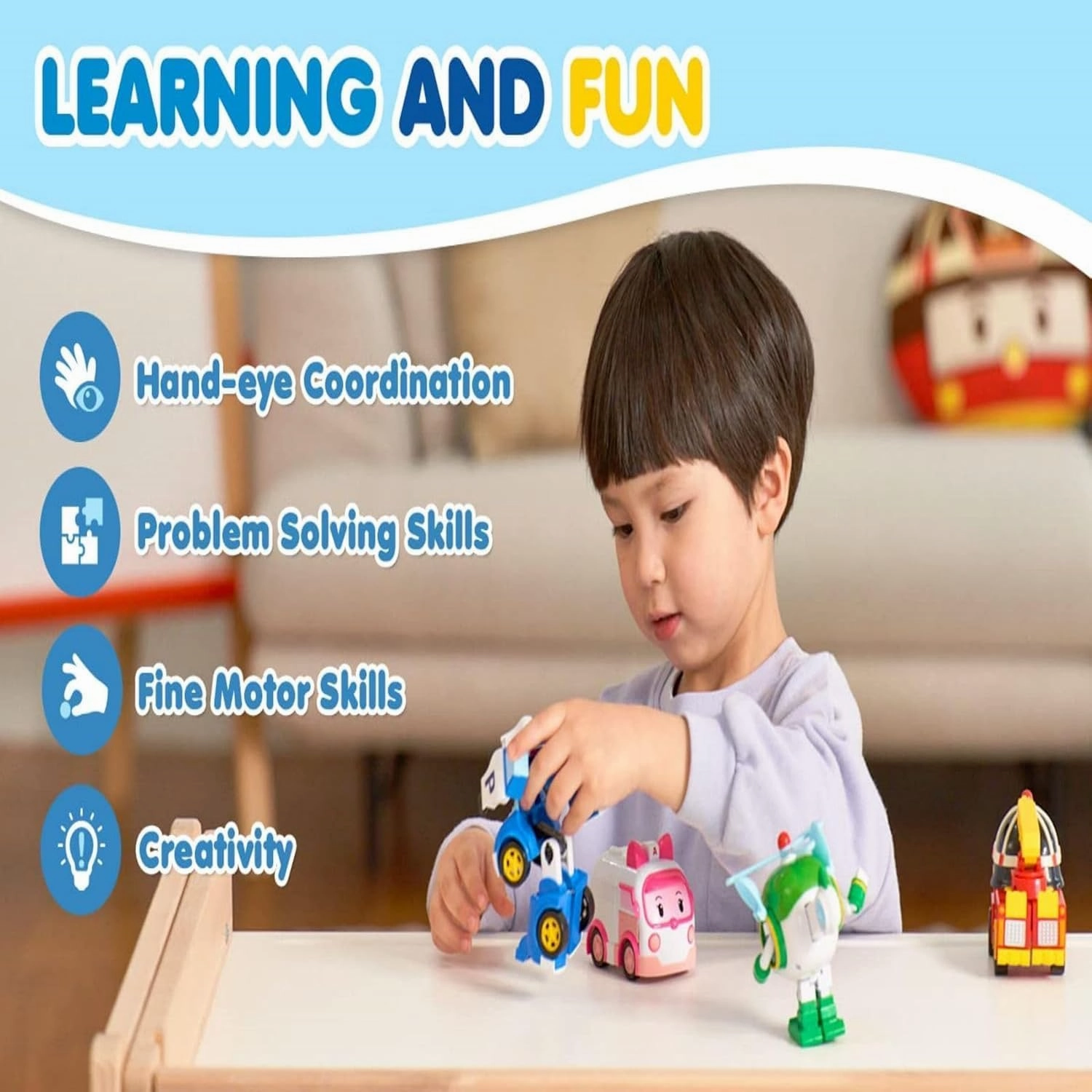 Robocar Poli 4" Transforming Robot - 2pcs Bundle(Poli, Helly) – Emergency Vehicle Action Figures | Rescue Team Playset Gift for Boys & Girls Ages 1–5