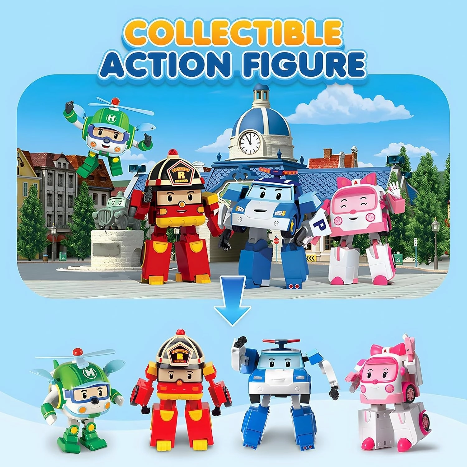 Robocar Poli 4" Transforming Robot - 2pcs Bundle(Poli, Helly) – Emergency Vehicle Action Figures | Rescue Team Playset Gift for Boys & Girls Ages 1–5