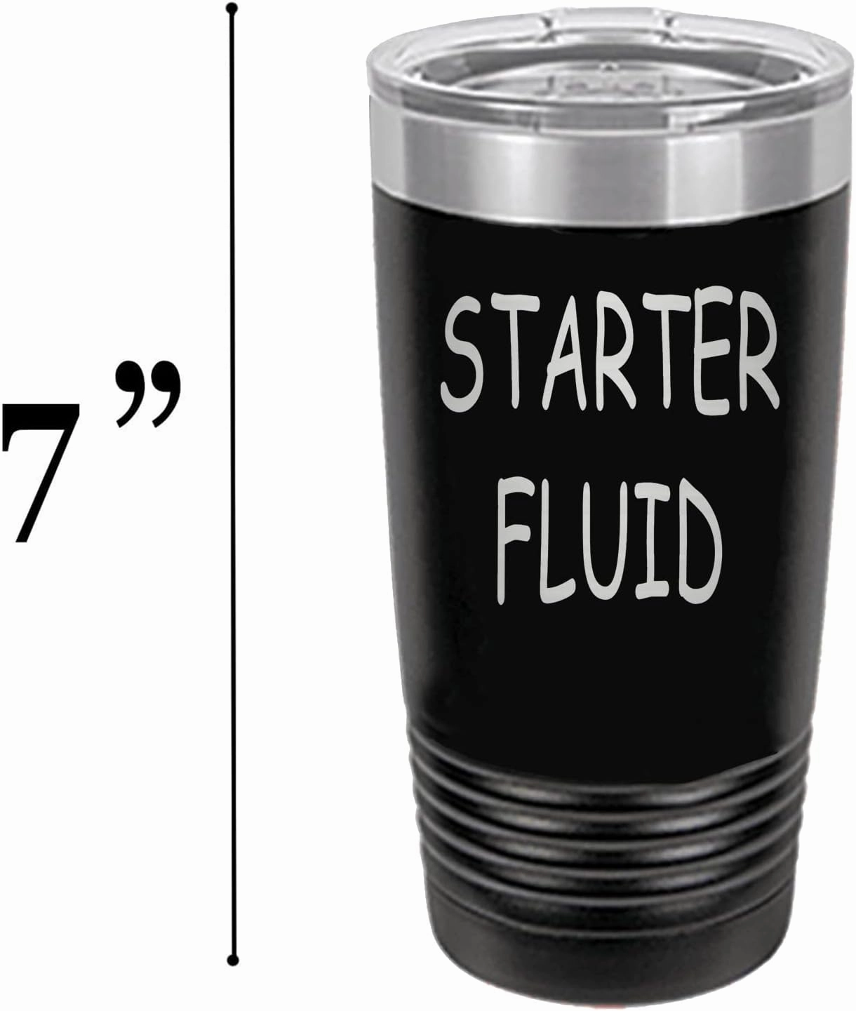 Rogue River Tactical Funny Starter Fluid Large 20 Ounce Travel Tumbler Mug Cup w/Lid Vacuum Insulated Hot or Cold Sarcastic Dad Father For Men Him (Black)