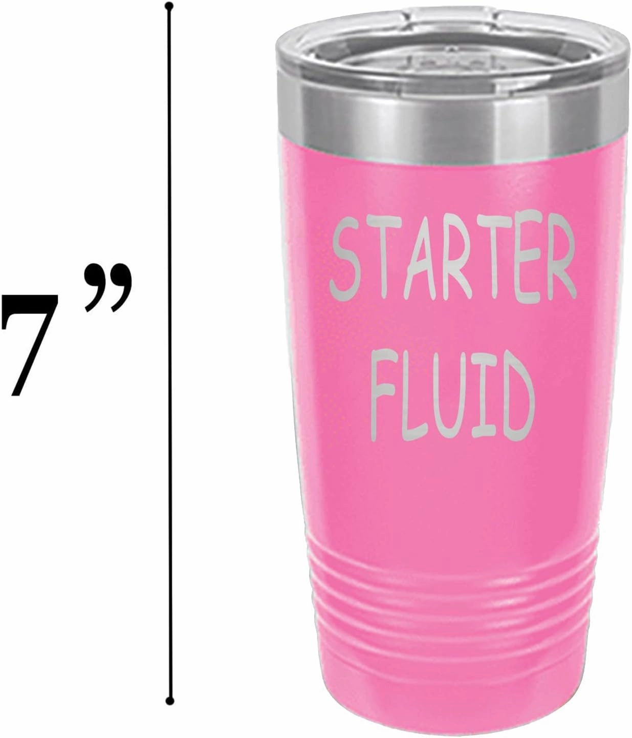 Rogue River Tactical Funny Starter Fluid Large 20 Ounce Travel Tumbler Mug Cup w/Lid Vacuum Insulated Hot or Cold Sarcastic Dad Father For Men Him (Pink)