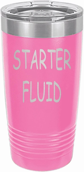 Rogue River Tactical Funny Starter Fluid Large 20 Ounce Travel Tumbler Mug Cup w/Lid Vacuum Insulated Hot or Cold Sarcastic Dad Father For Men Him (Pink)