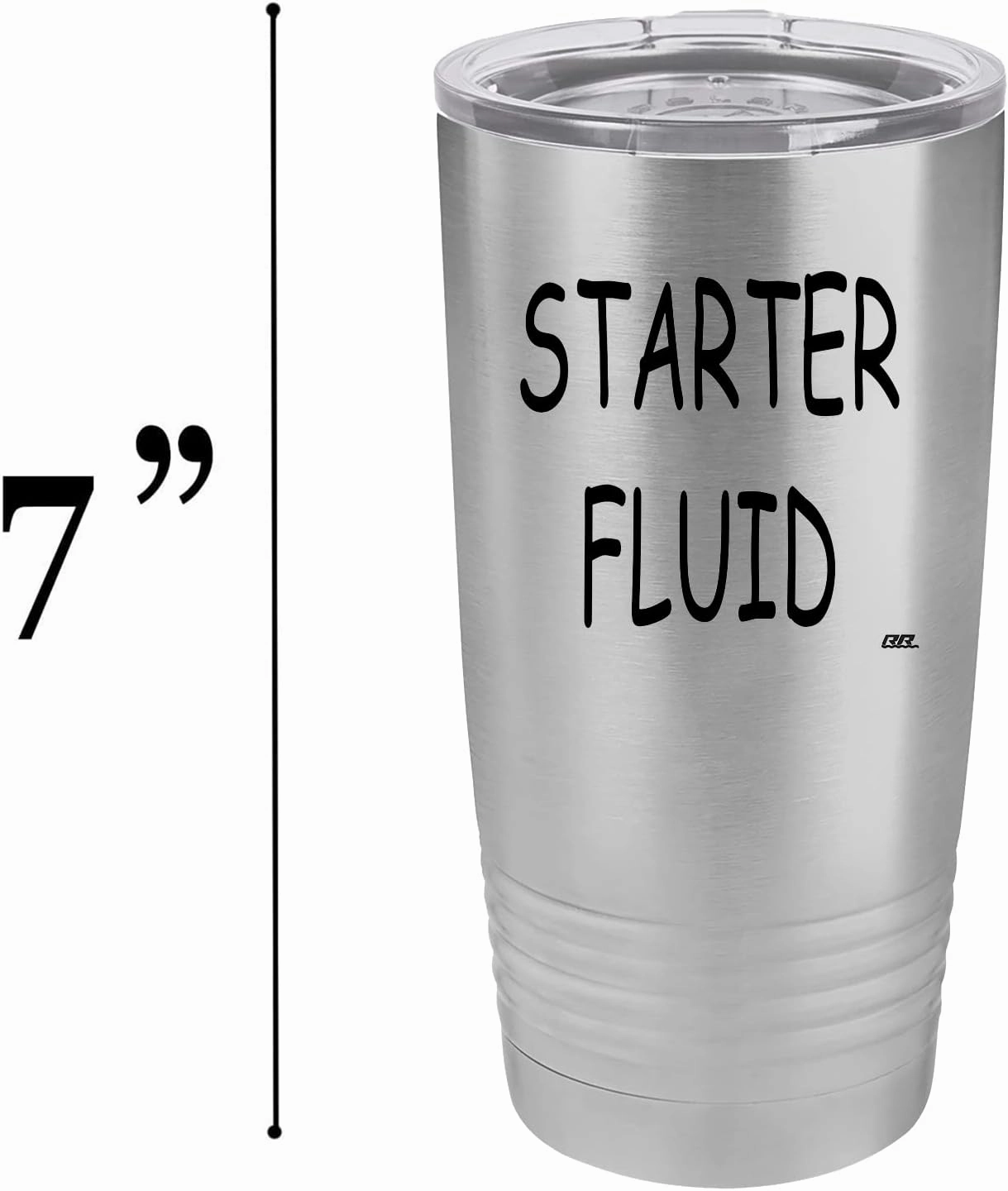 Rogue River Tactical Funny Starter Fluid Large 20 Ounce Travel Tumbler Mug Cup w/Lid Vacuum Insulated Hot or Cold Sarcastic Dad Father For Men Him (Silver)