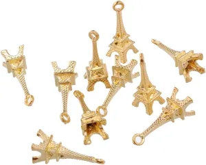 RUBYCA 60PCS Charm Pendant Eiffel Tower Tibetan Metal Beads Gold Color Jewelry Making Bracelet