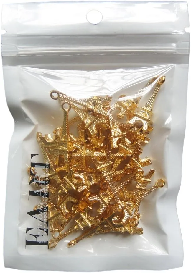 RUBYCA 60PCS Charm Pendant Eiffel Tower Tibetan Metal Beads Gold Color Jewelry Making Bracelet
