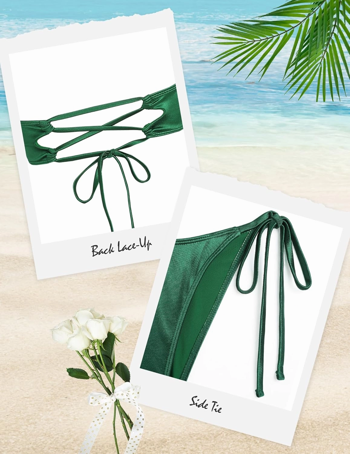 Ruched 3 Piece Swimsuits for Women Ribbed Velvet Bikini Sets with Sarong Coverup Metal Ring Bathing Suit