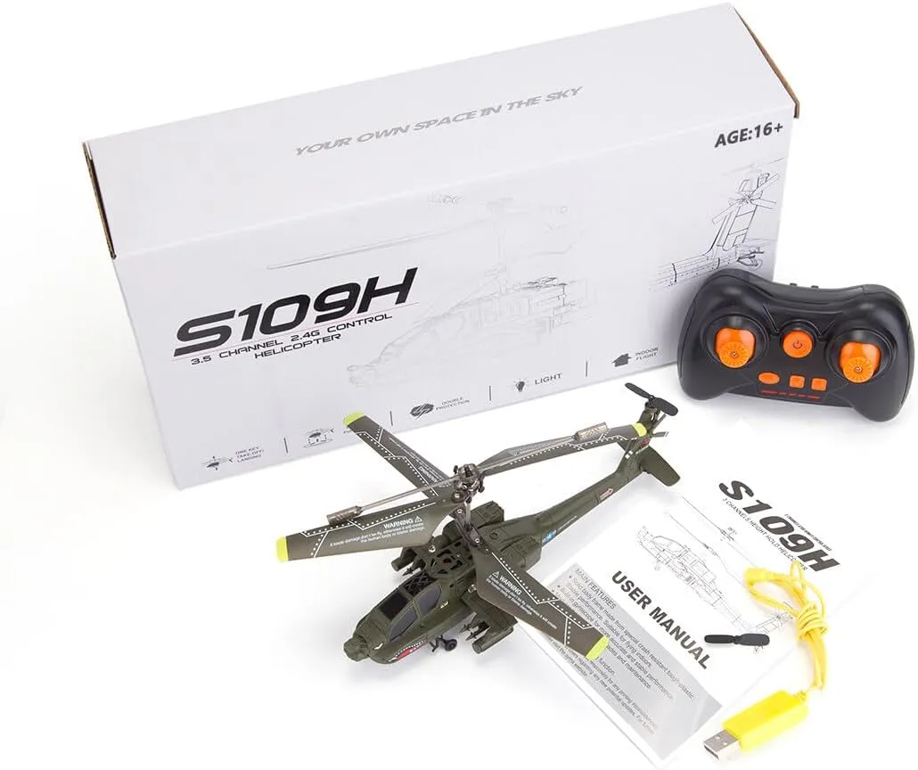 S109H RC Helicopter for Adult, 2.4G 3CH Dual-Prop Gyro Stabilized Remote Control Helicopter, Aircraft Model Toy with Bright Night Navigation Lights