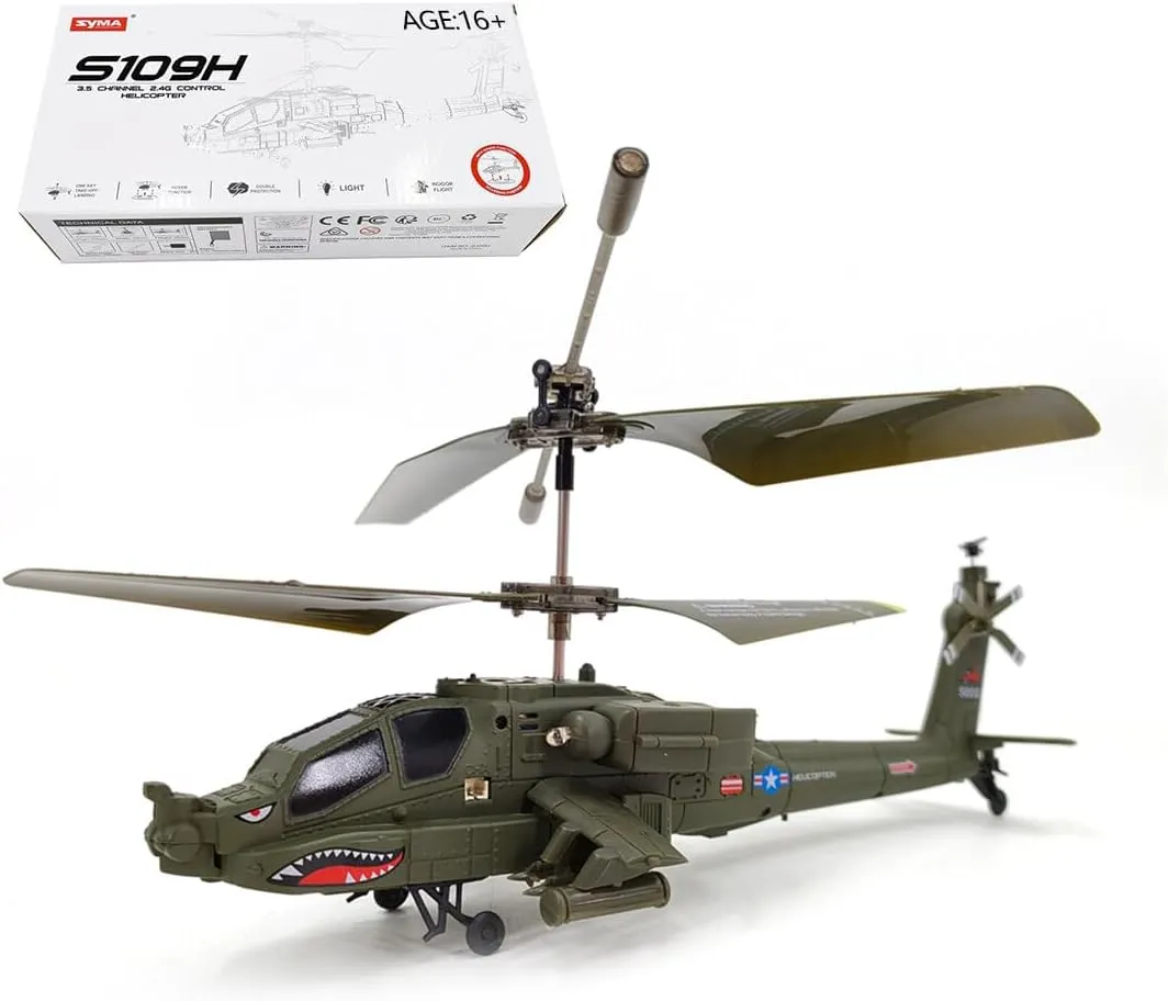 S109H RC Helicopter for Adult, 2.4G 3CH Dual-Prop Gyro Stabilized Remote Control Helicopter, Aircraft Model Toy with Bright Night Navigation Lights